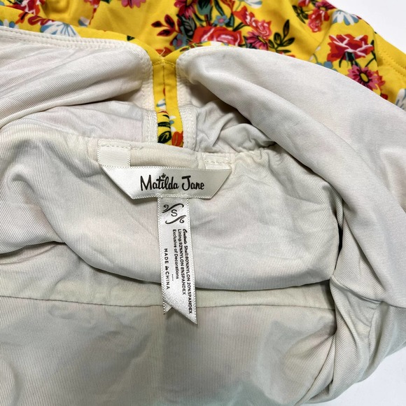 Matilda Jane Yellow + Orange Floral One Piece Swimsuit Small - Picture 2 of 4